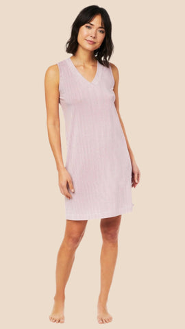 Simple Stripe Pima Knit Nightgown - Red