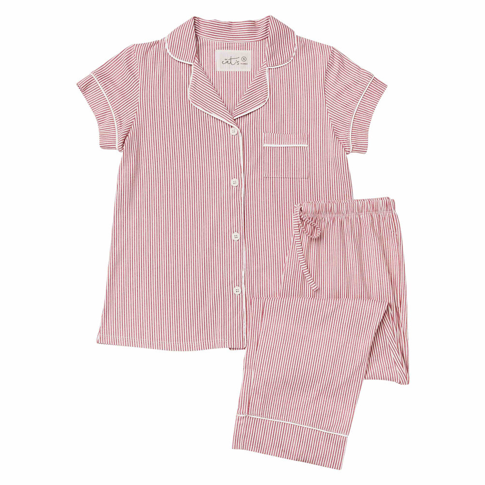 Simple Stripe Pima Knit Capri - Red Extra Wide Red