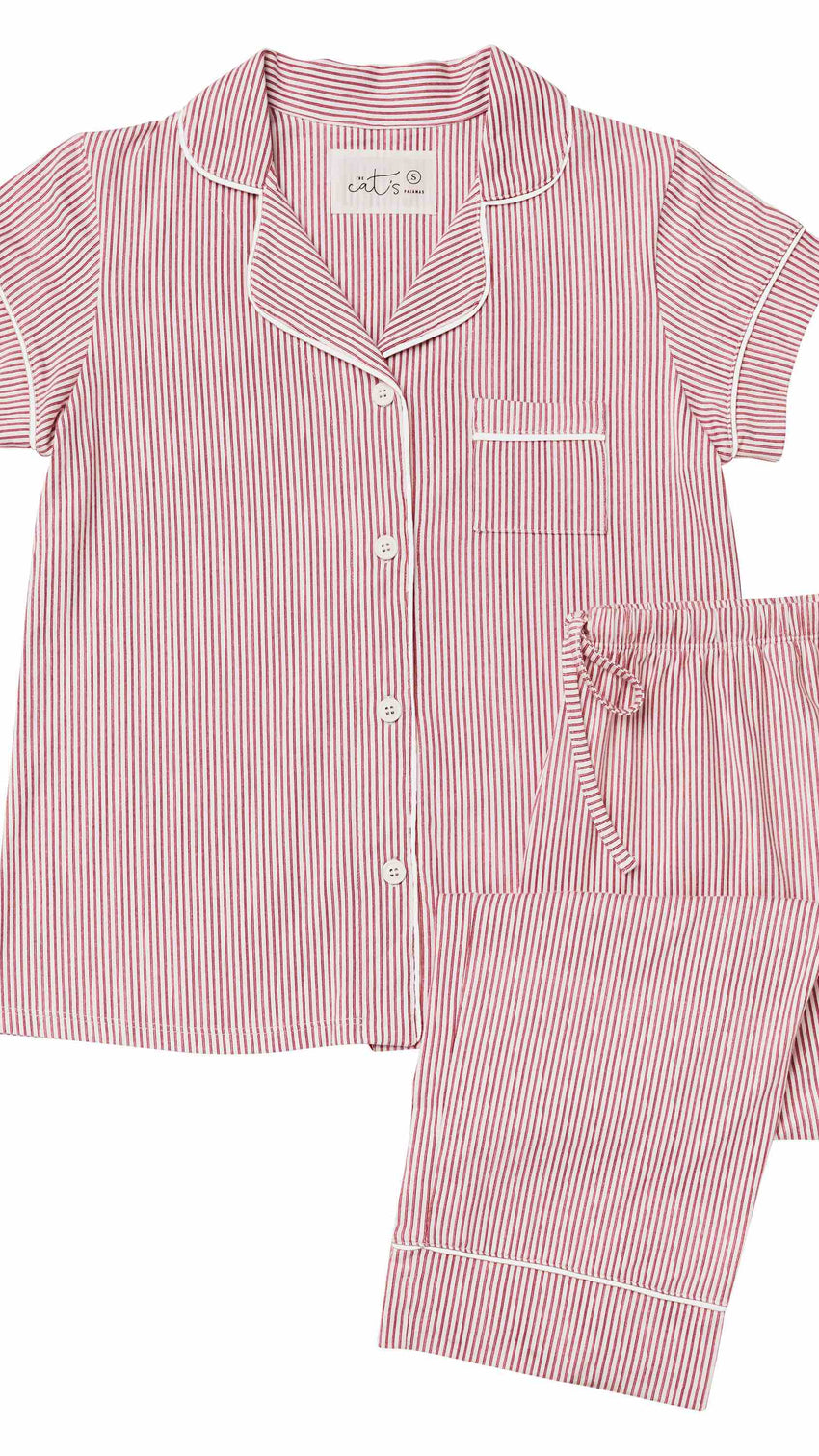 Simple Stripe Pima Knit Capri - Red Extra Wide Red