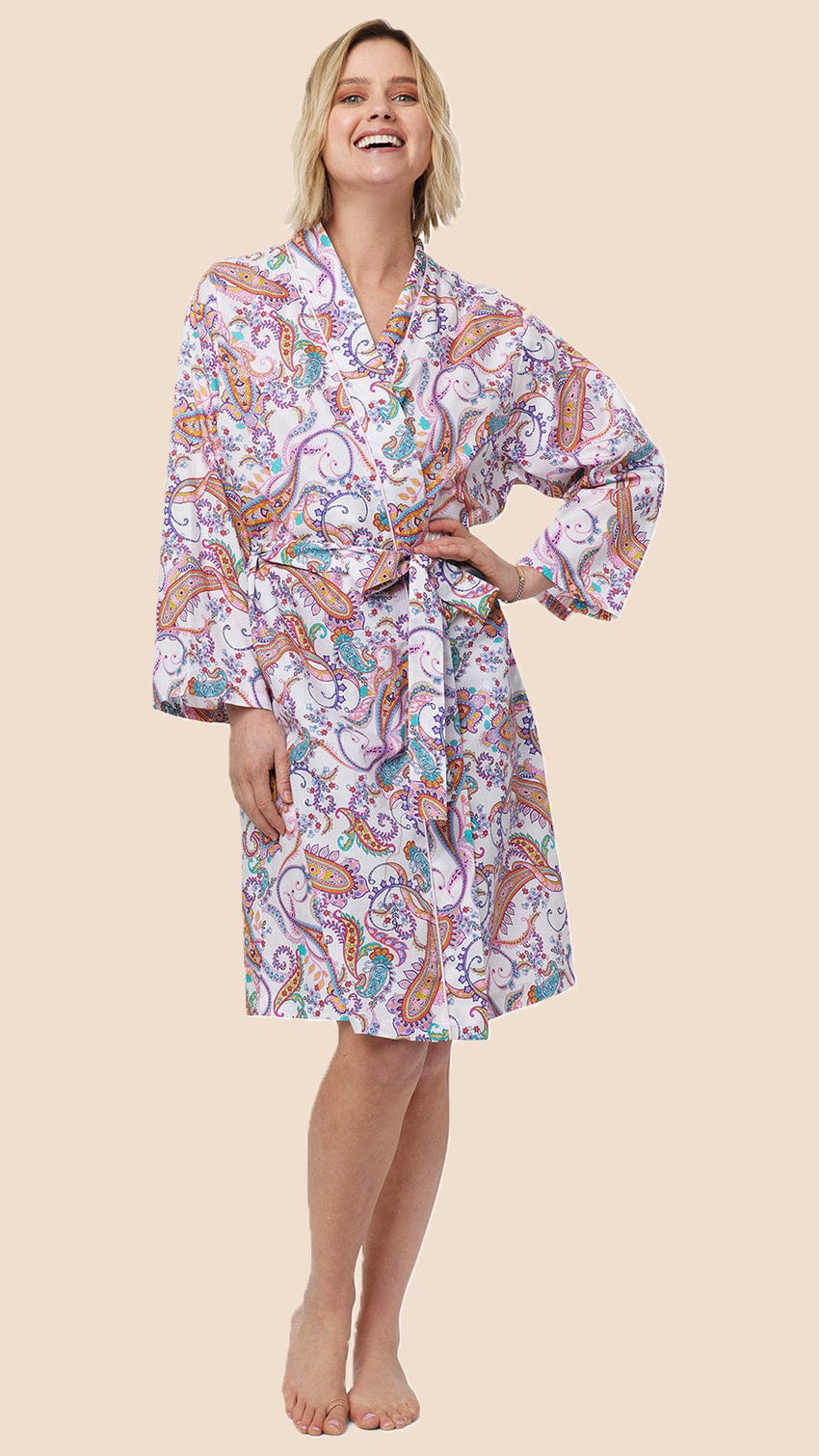 Amara Luxe Pima Kimono Robe Main White