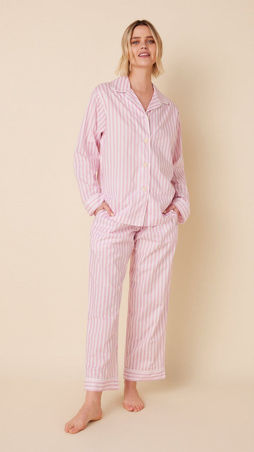 Classic Stripe Luxe Pima Long-Sleeved Pajama - Pink Hover Pink