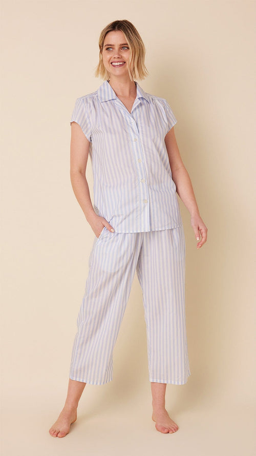 Classic Stripe Luxe Pima Capri Set - Blue Main Blue