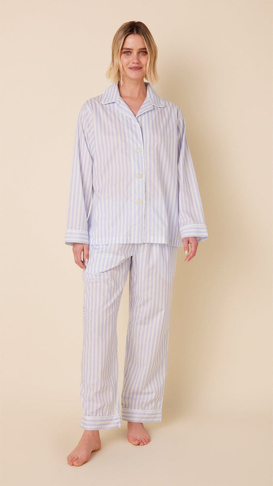 Classic Stripe Luxe Pima Long-Sleeved Pajama - Blue Extra Blue