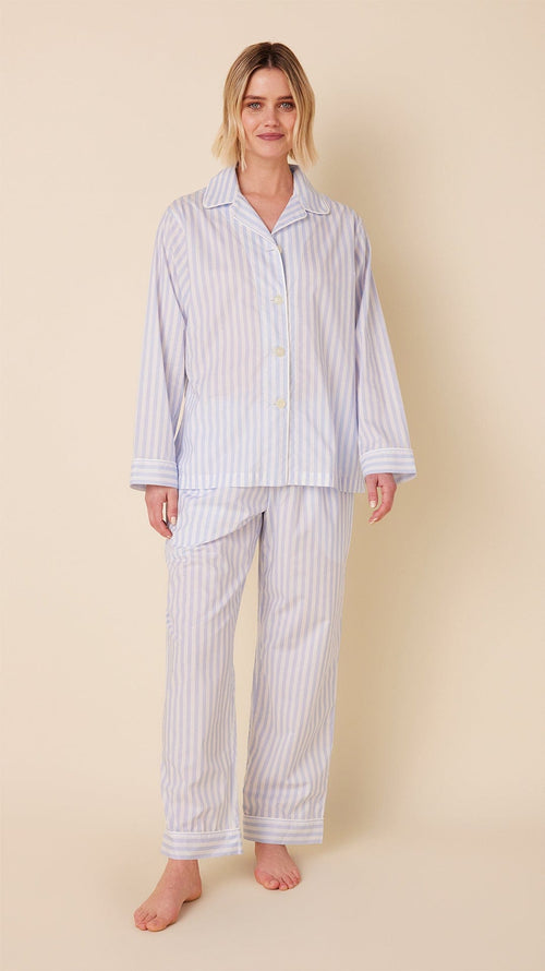 Classic Stripe Luxe Pima Long-Sleeved Pajama - Blue Extra Blue