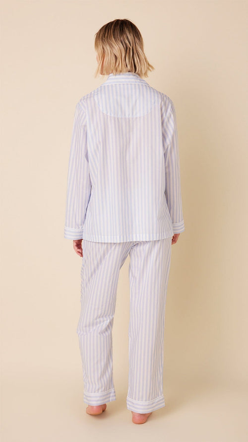 Classic Stripe Luxe Pima Long-Sleeved Pajama - Blue Hover Blue