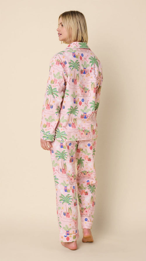 California Christmas Flannel Long-Sleeved Pajama Extra Pink