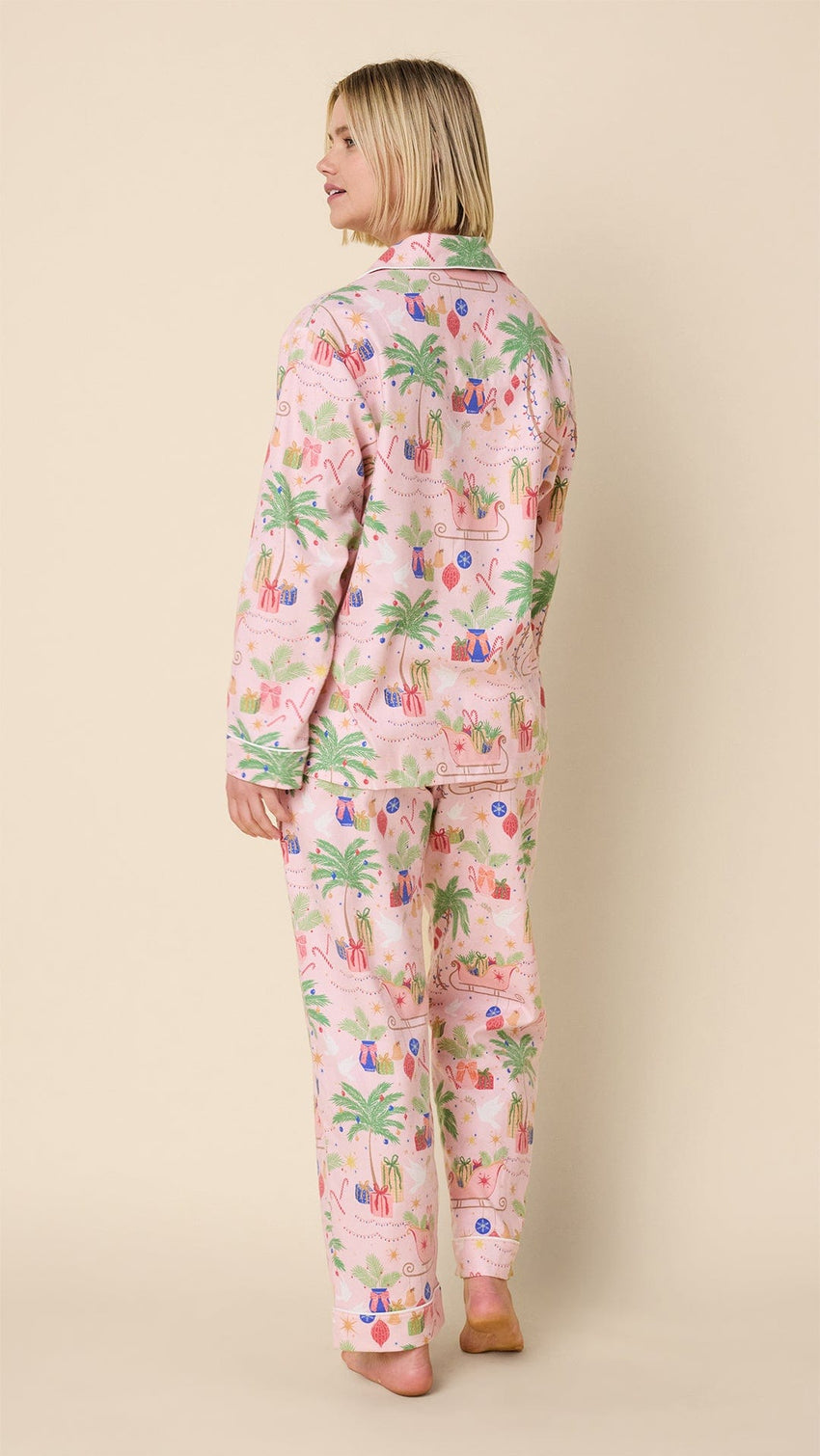 California Christmas Flannel Long-Sleeved Pajama Extra Pink