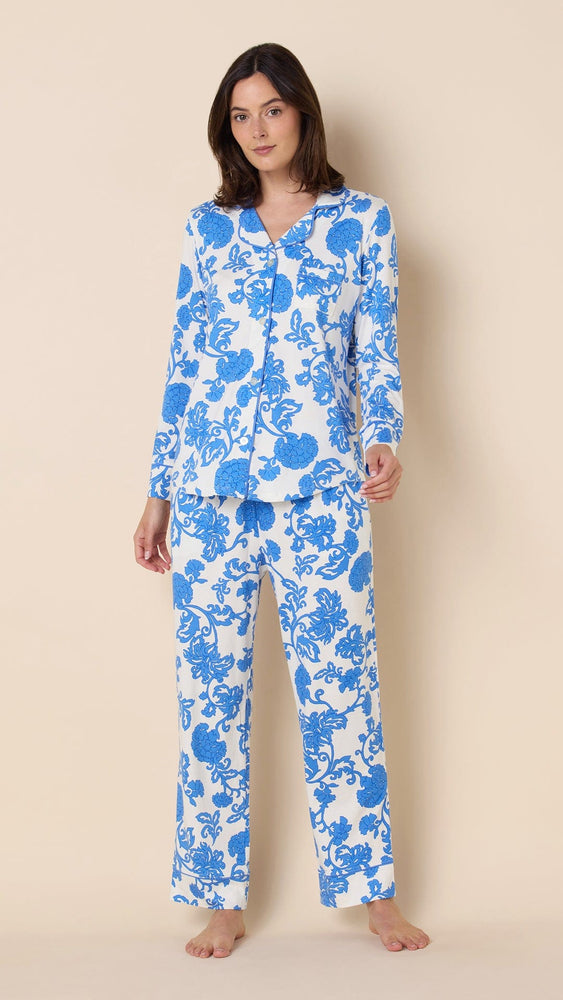 Chrysantheme Pima Knit Pajama - Blue Hover Blue