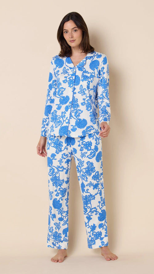 Chrysantheme Pima Knit Pajama - Blue Hover Blue