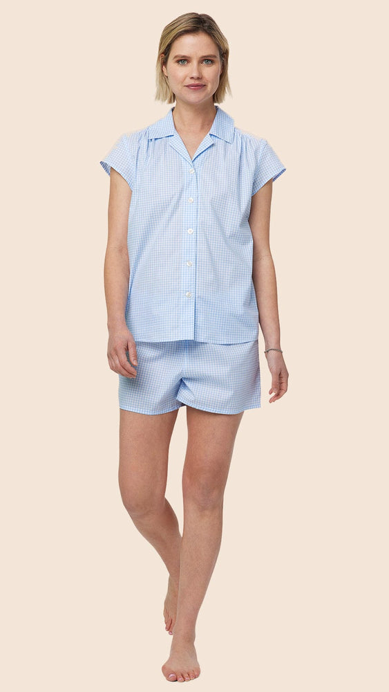 Classic Gingham Luxe Pima Short Set - Blue Wide Blue