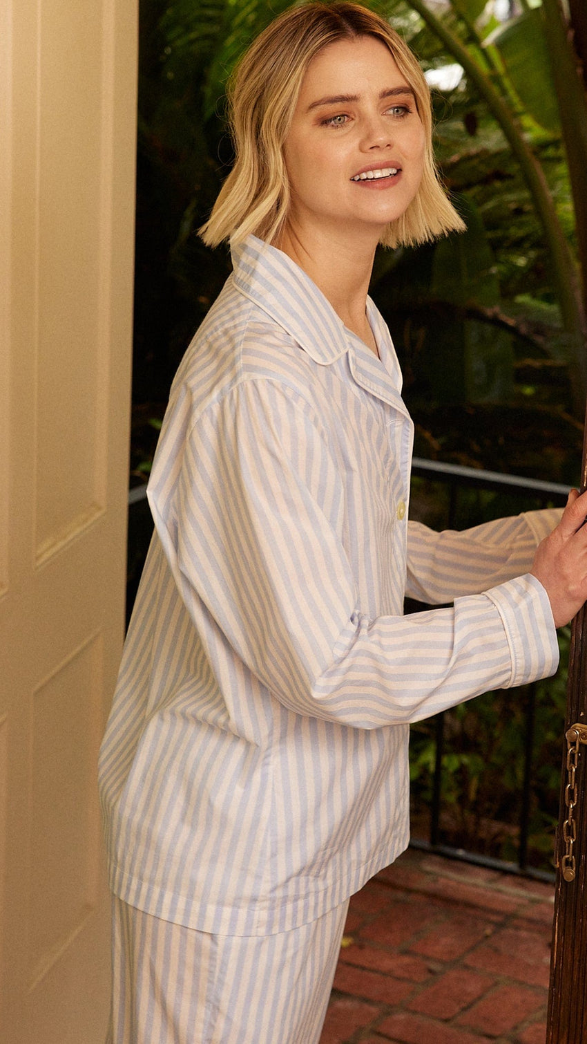 Classic Stripe Luxe Pima Long-Sleeved Pajama - Blue Wide Blue