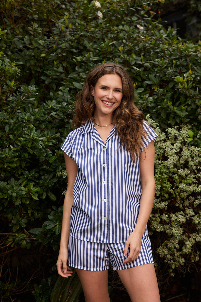 Classic Stripe Luxe Pima Short Set - Navy Extra Navy
