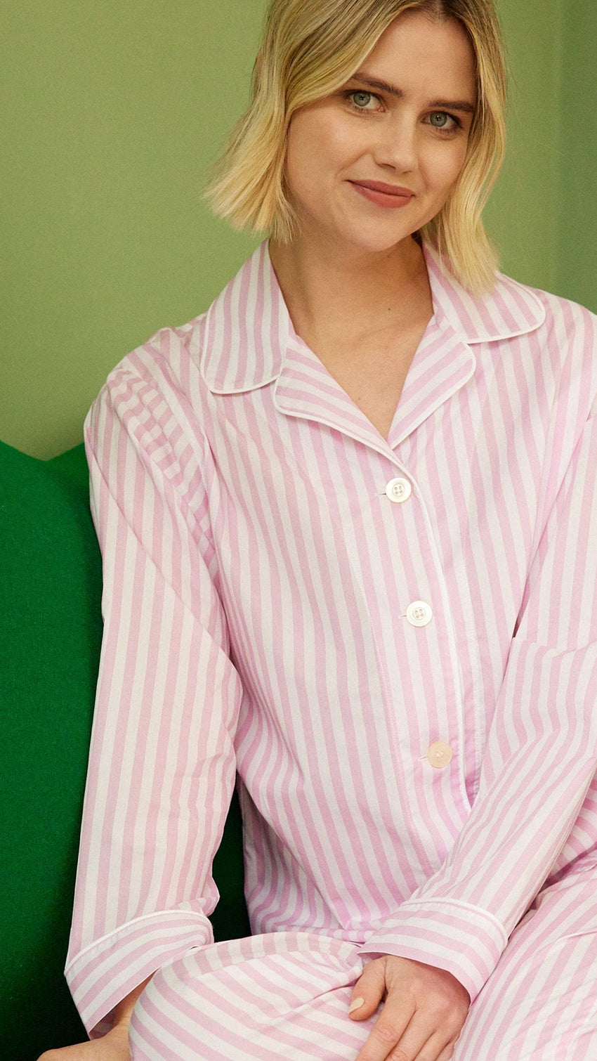 Classic Stripe Luxe Pima Long-Sleeved Pajama - Pink Wide Pink