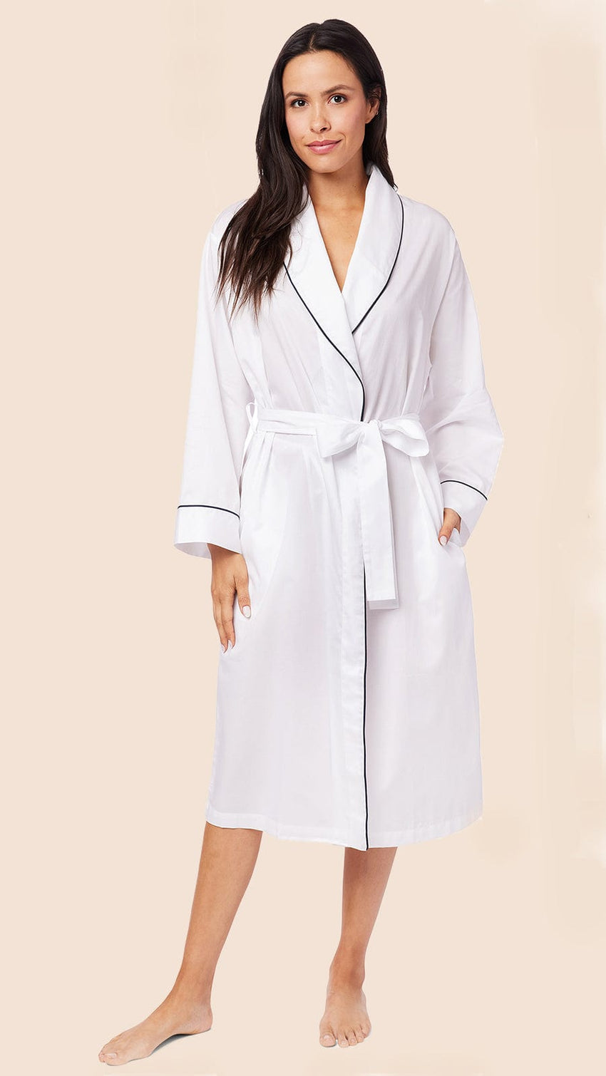 Classic Luxe Pima Shawl Collar Robe - White Main White