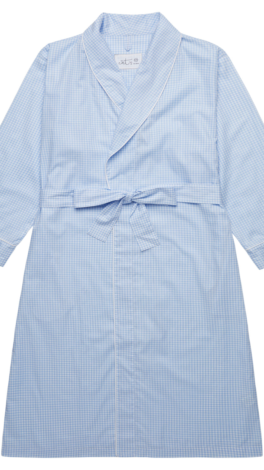 Classic Gingham Luxe Pima Shawl Robe - Blue Extra blue