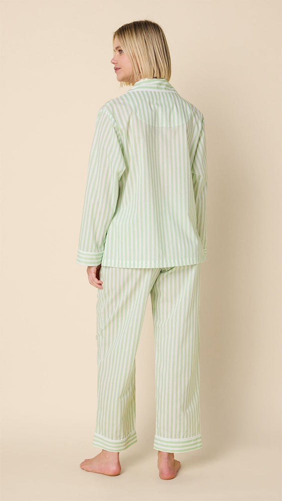 Classic Stripe Luxe Pima Long-Sleeved Pajama - Light Green Extra Light Green
