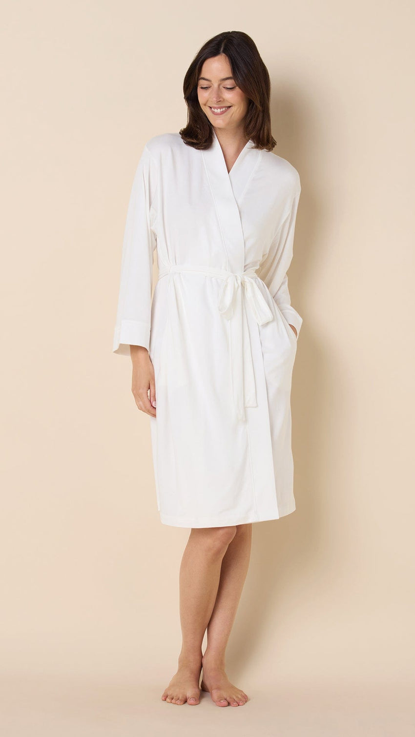 Classic Pima Knit Robe - White/White Hover White
