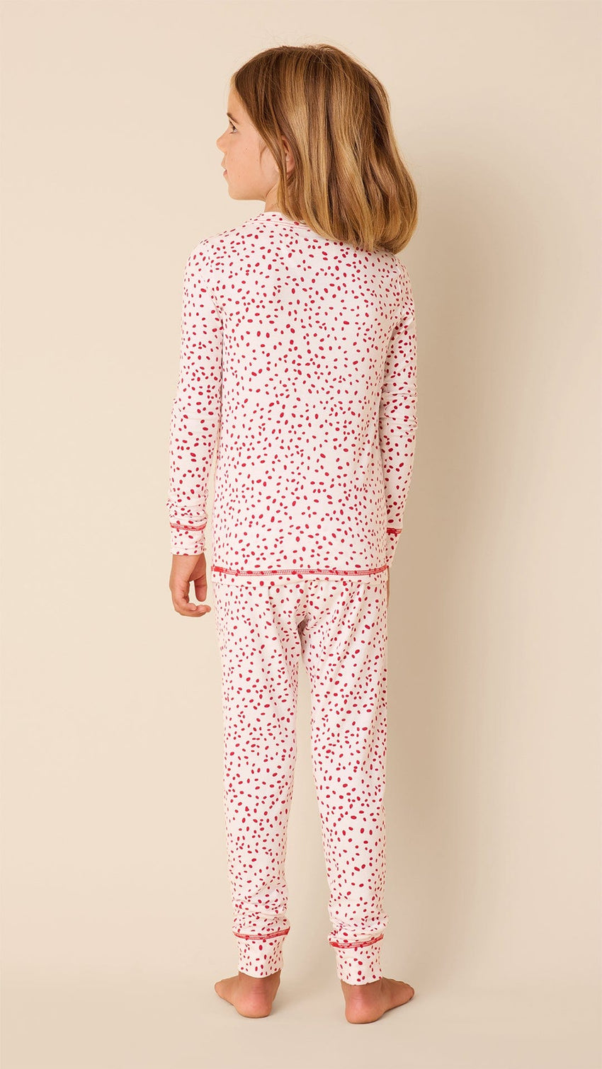 Confetti Dot Pima Knit Kids Pajama - white/Red Hover White