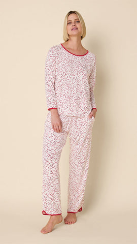 Confetti Dot Pima Knit Simple Set - White/Red