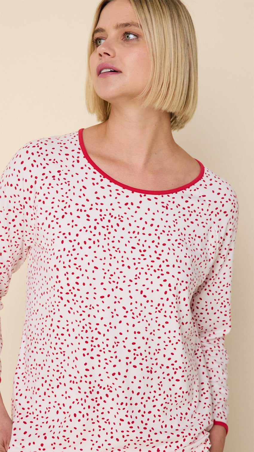 Confetti Dot Pima Knit Simple Set - White/Red Extra White