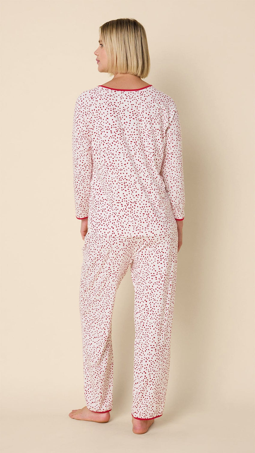 Confetti Dot Pima Knit Simple Set - White/Red Hover White