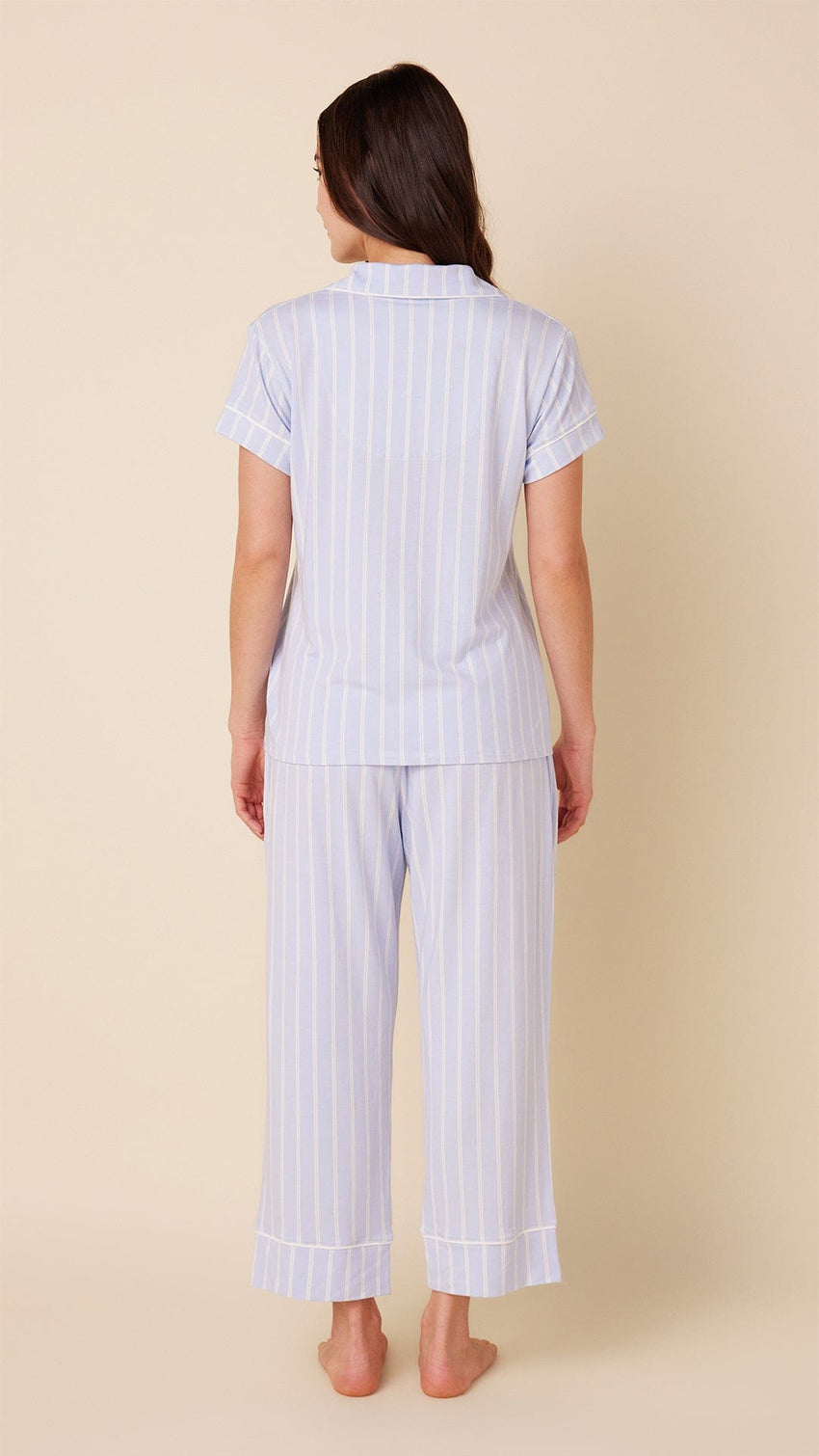 Heritage Stripe Pima Knit Capri Set - Blue Hover Blue