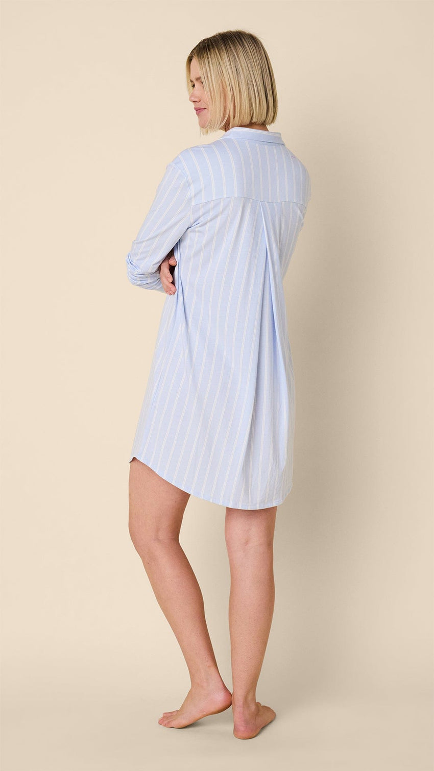 Heritage Stripe Pima Knit Night Shirt - Blue Hover Blue