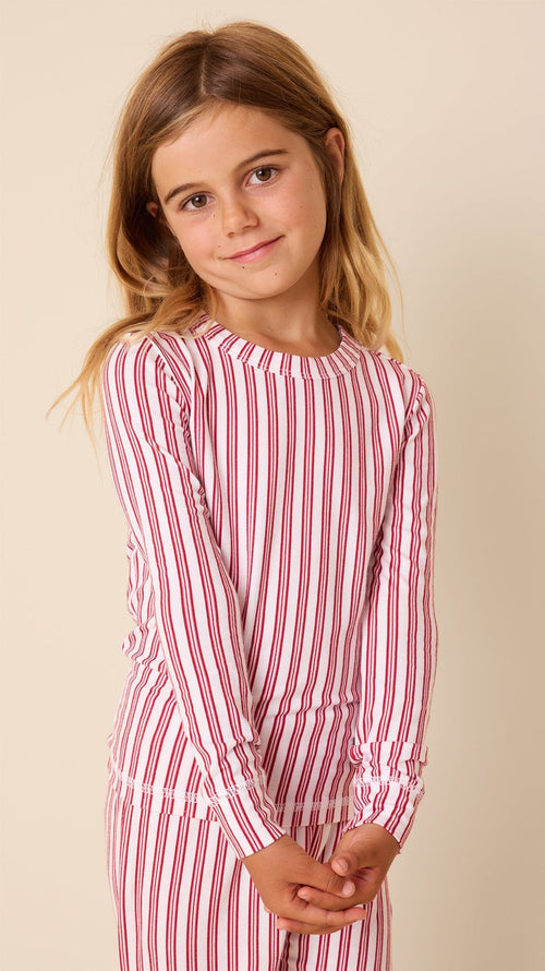 Holiday Stripe Pima Knit Kids
Pajama Hover Extra White