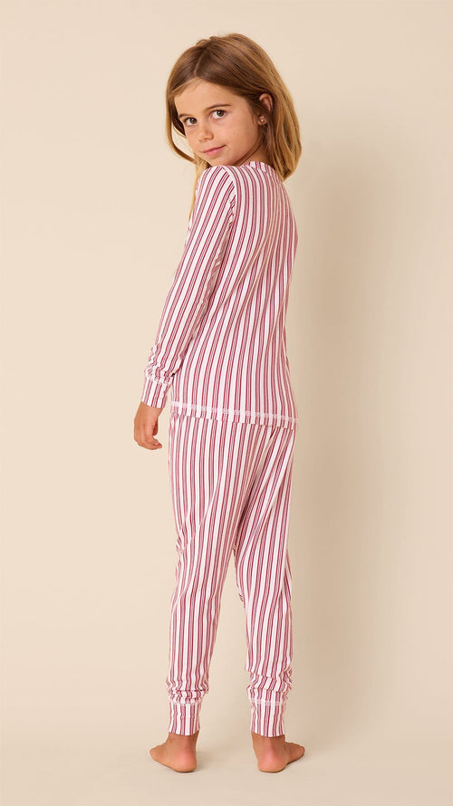 Holiday Stripe Pima Knit Kids
Pajama Extra White