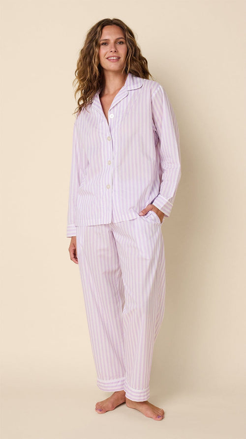 Classic Stripe Luxe Pima Long-Sleeved Pajama - Lavender Hover Lavender