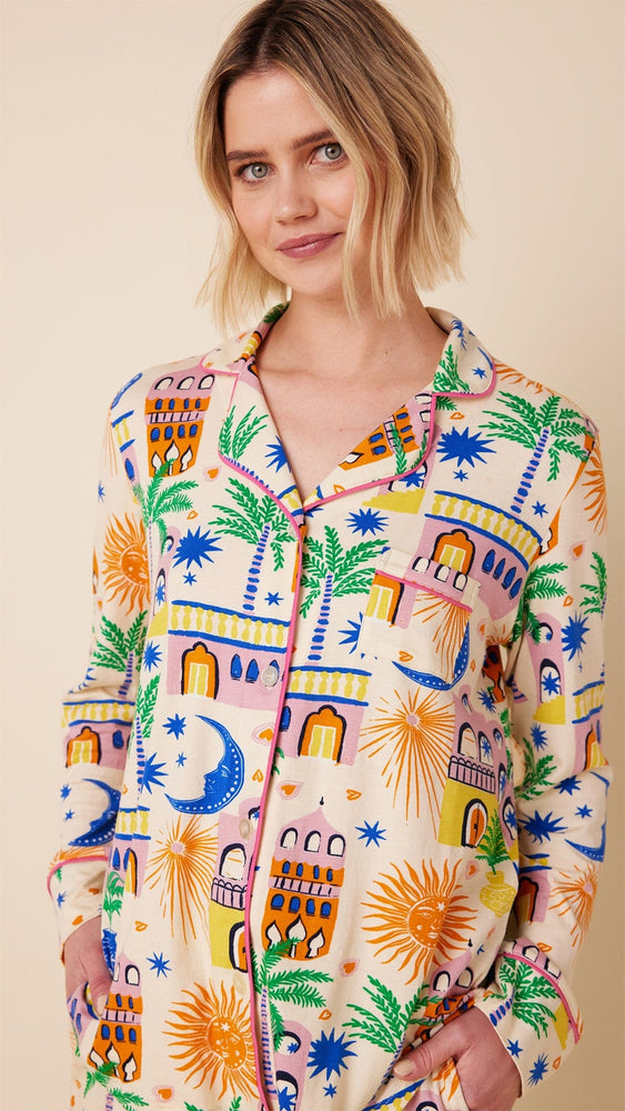 Moroccan Magic Pima Knit Long-Sleeved Pajama Extra White