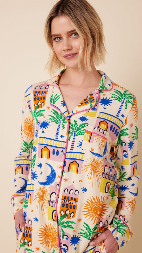Moroccan Magic Pima Knit Long-Sleeved Pajama Extra White