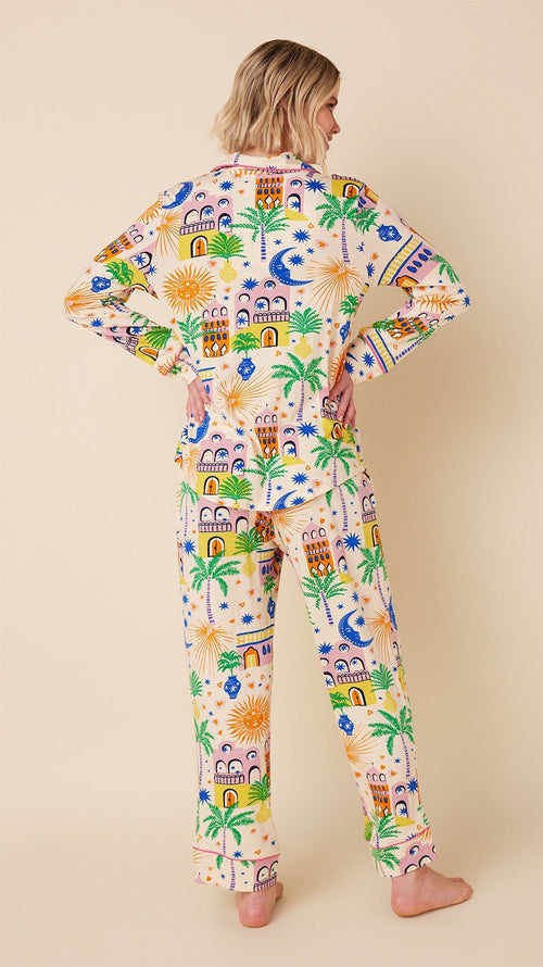 Moroccan Magic Pima Knit Long-Sleeved Pajama Hover White
