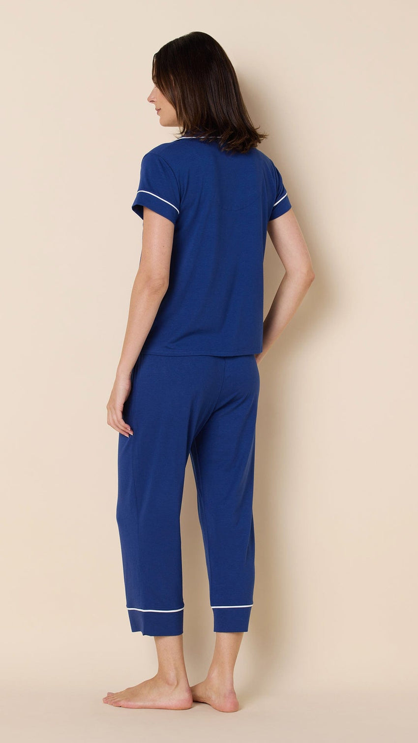 Classic Pima Knit Capri - Marine Blue hover Marine Blue