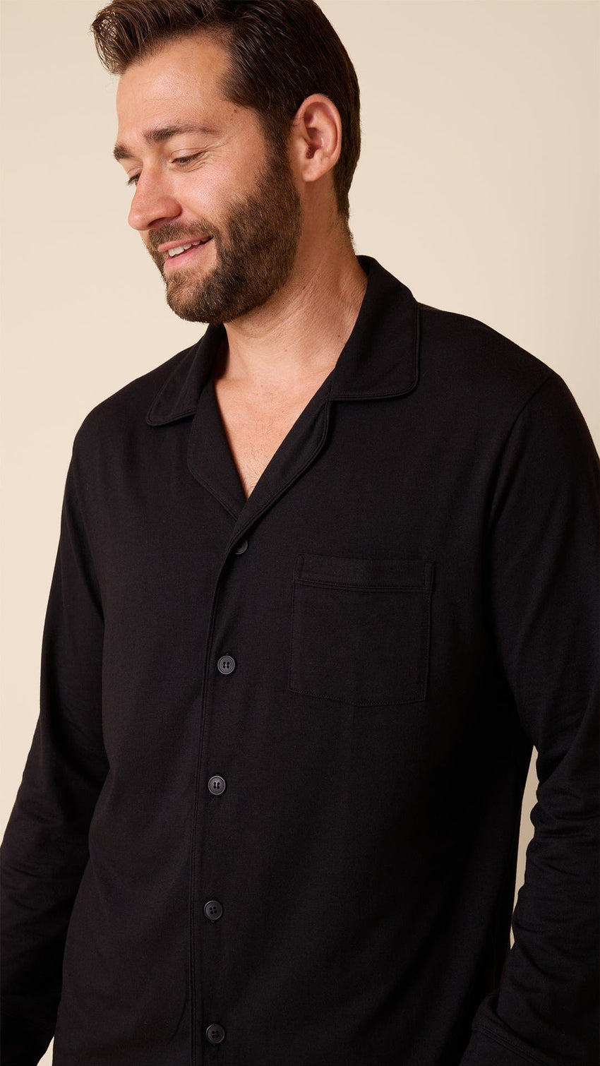 Classic Men's Pima Knit Pajama Set - Midnight Wide Black