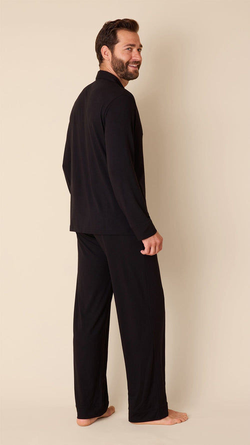 Classic Men's Pima Knit Pajama Set - Midnight Hover Black