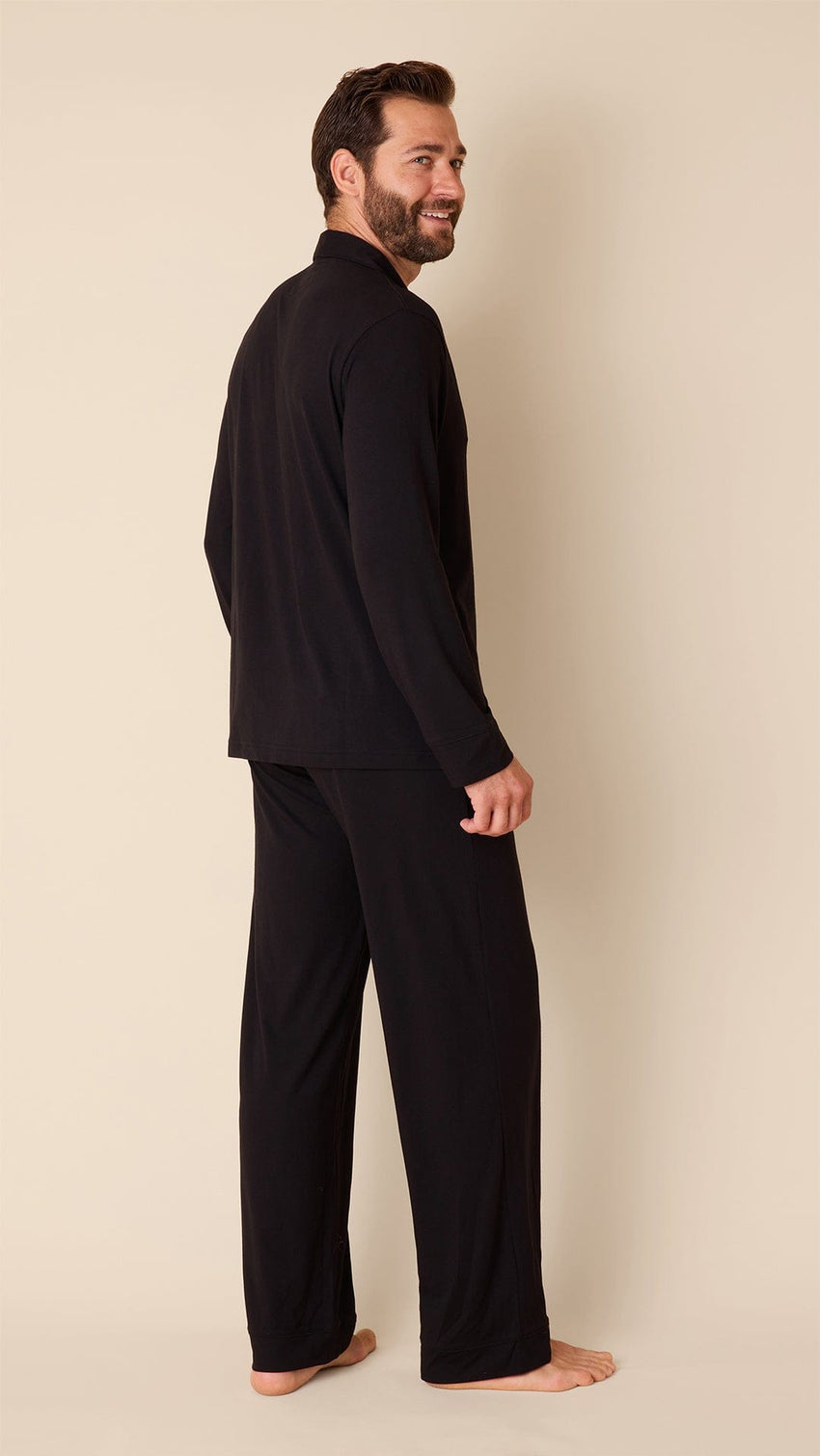Classic Men's Pima Knit Pajama Set - Midnight Hover Black