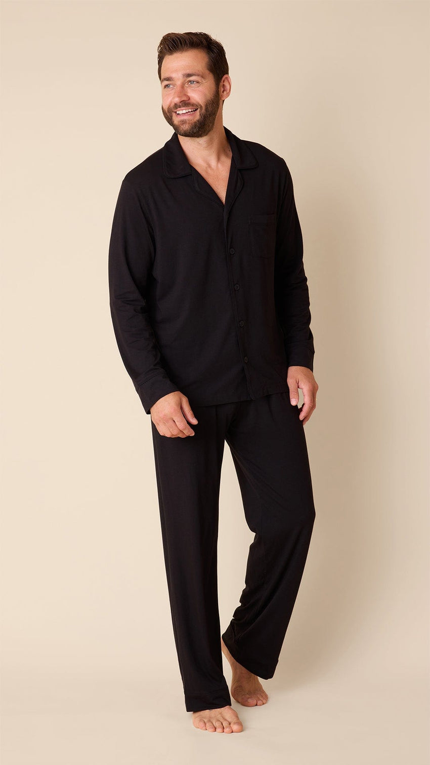 Classic Men's Pima Knit Pajama Set - Midnight Main Black