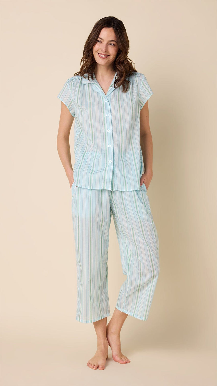 Nantucket Stripe Stripe Voile Capri Extra Blue
