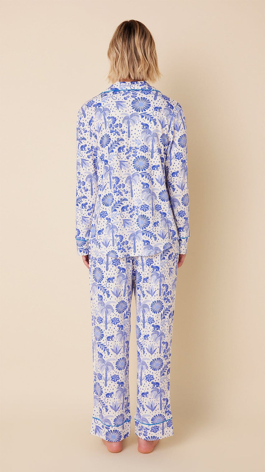 Palmera Pima Knit Long-Sleeved Pajama Hover White