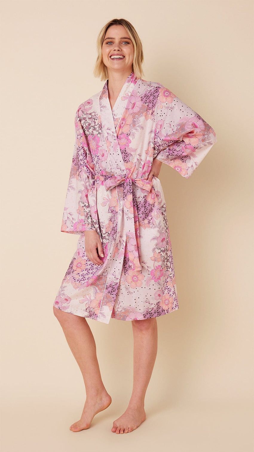 Piper Luxe Pima Kimono Robe Main White
