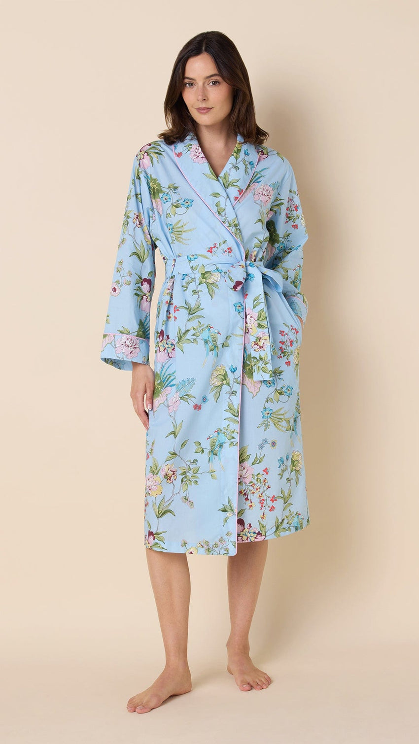 Perch and Bloom Luxe Pima Shawl Robe Main Blue