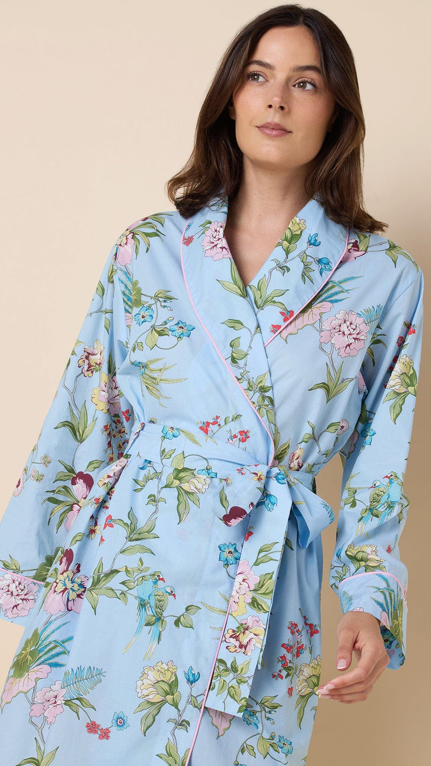 Perch and Bloom Luxe Pima Shawl Robe Extra Blue