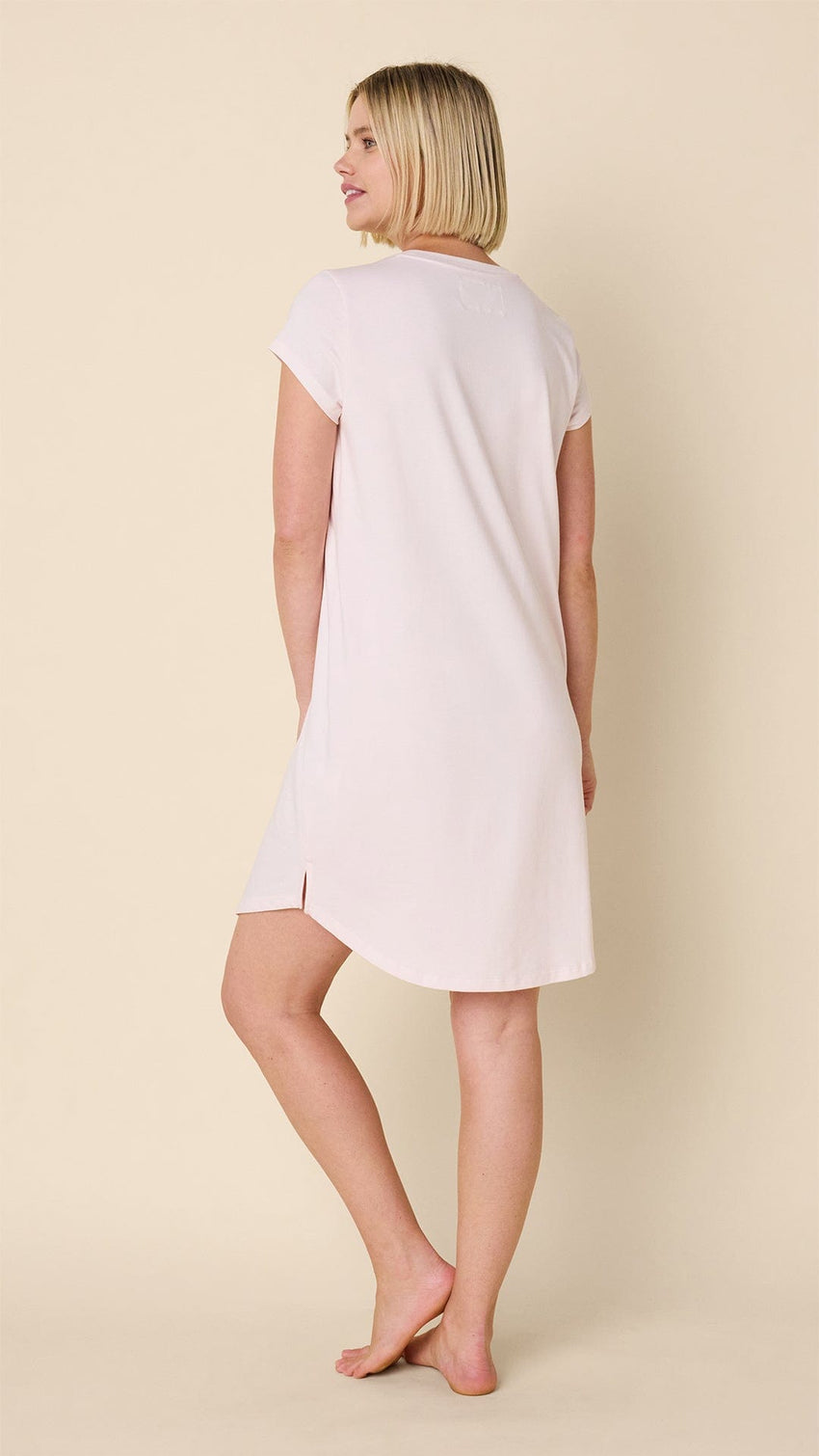 Classic Pima Knit Short-Sleeved Sleep Shirt - Powder Pink Hover Powder Pink
