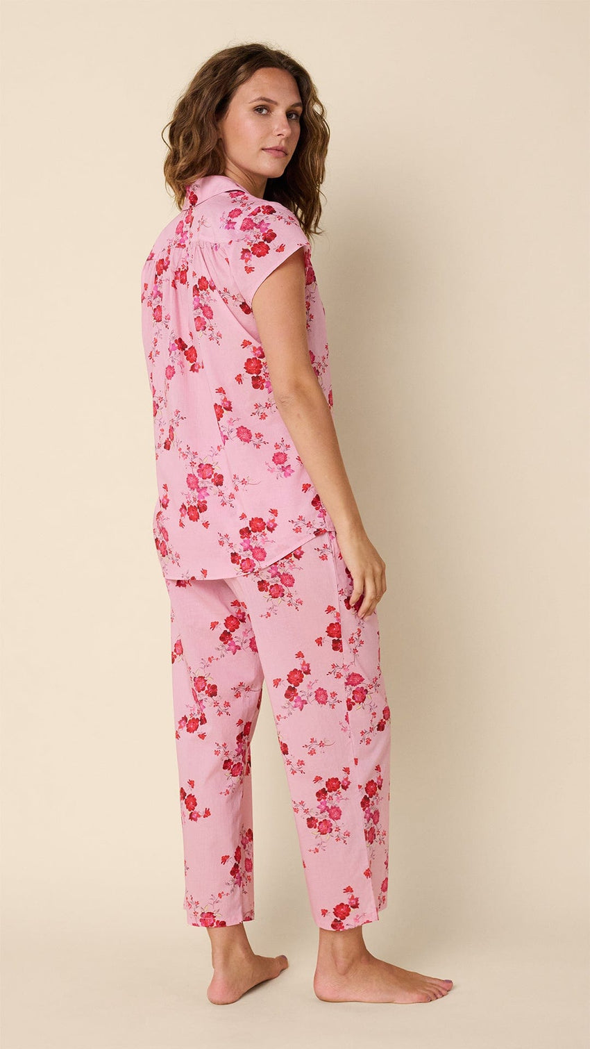 Sorbet Roses Voile Capri Hover Pink