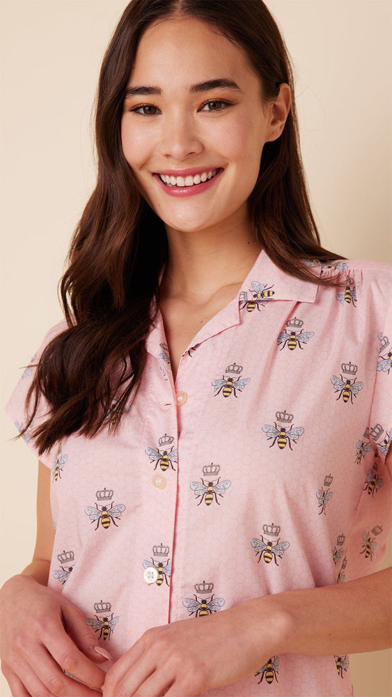 Queen Bee Luxe Pima Short Set - Pink Wide Pink