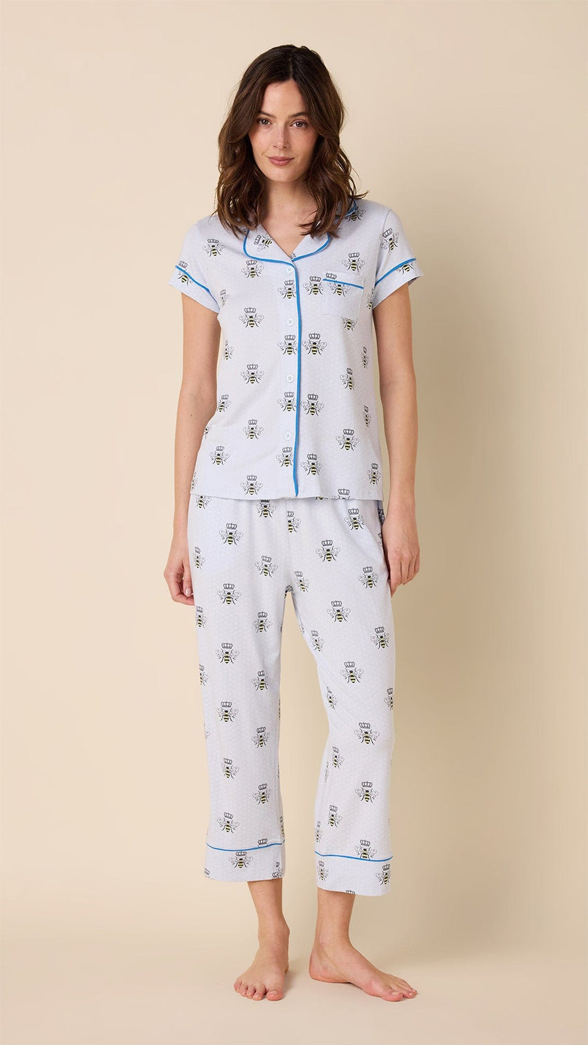 Queen Bee Blue Pima Knit Capri Set Blue Main
