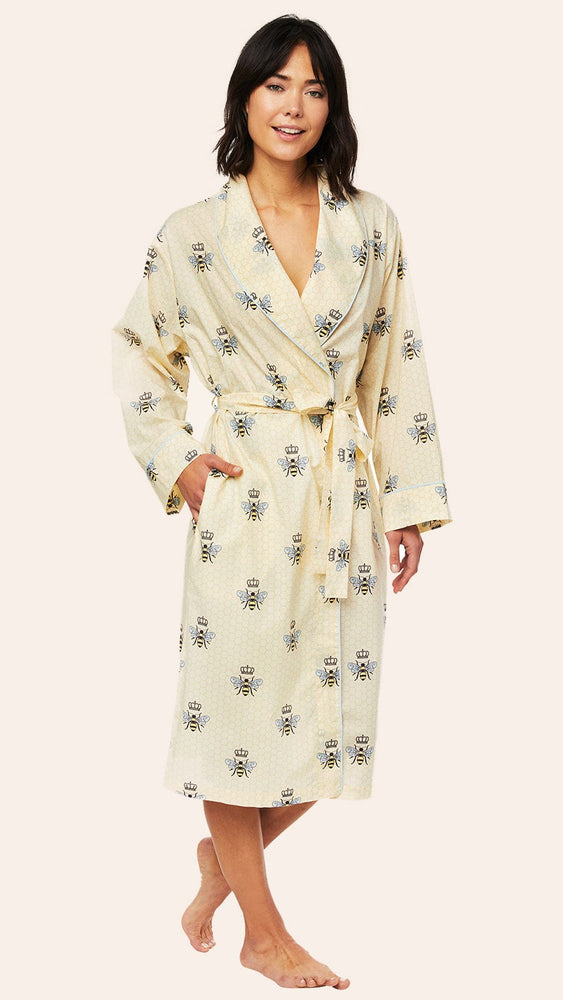 Queen Bee Shawl Collar Flannel Robe - Honey Main Honey