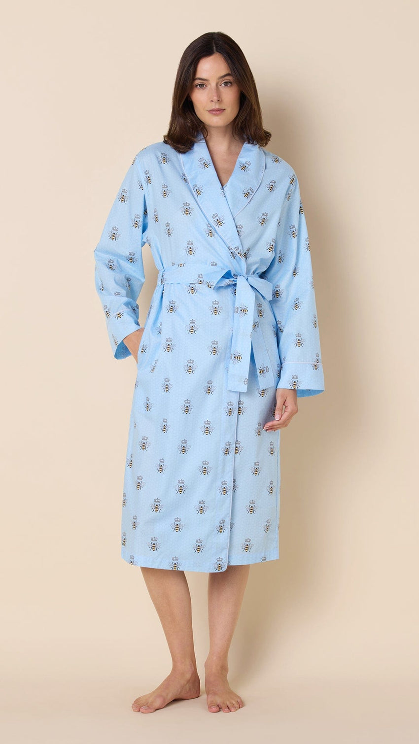 Queen Bee Luxe Pima Shawl Collar Robe - Blue Hover Blue