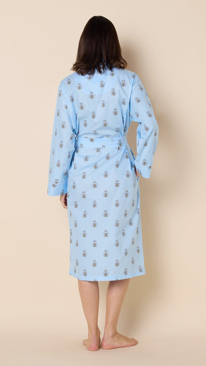 Queen Bee Luxe Pima Shawl Collar Robe - Blue Extra Blue